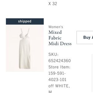 Mixed Fabric White Midi Dress